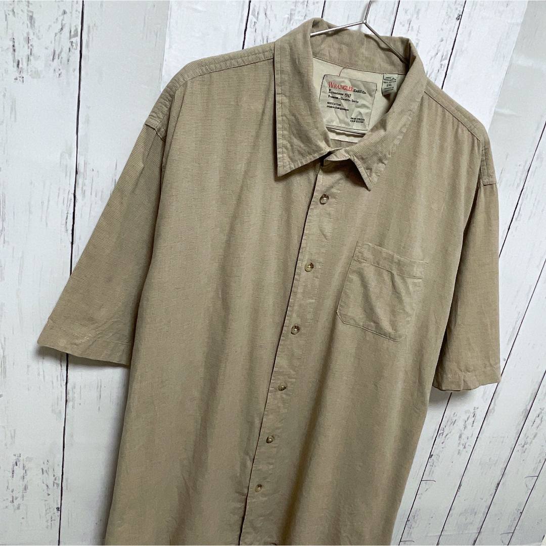 Wrangler(ラングラー)のWrangler　半袖シャツ　ライトブラウン　ベージュ　コットン　USA古着 メンズのトップス(シャツ)の商品写真