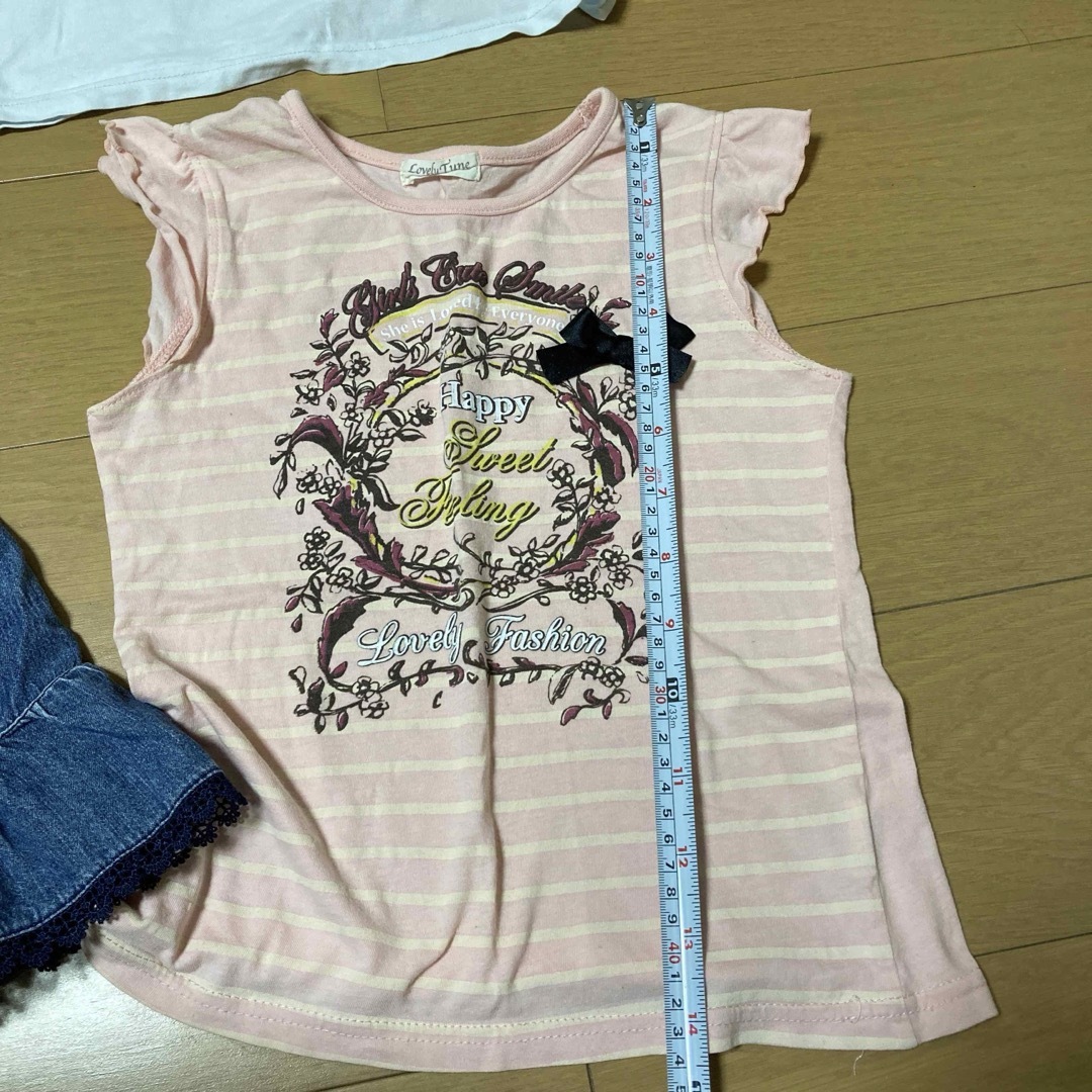 女児　夏服　半袖Tシャツ３枚とスカートの４点セット　おまとめ キッズ/ベビー/マタニティのキッズ服女の子用(90cm~)(Tシャツ/カットソー)の商品写真