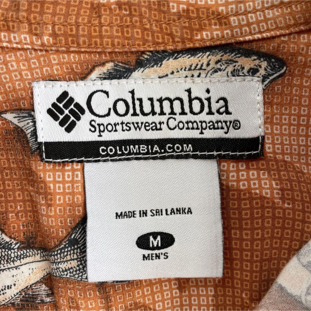 Columbia(コロンビア)の【総柄魚デザイン】Columbiaアロハシャツ古着オレンジ半袖鯵秋刀魚鮪sk8 メンズのトップス(シャツ)の商品写真