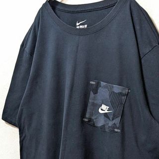 ナイキ(NIKE)のナイキ NIKE カモフラポケット Tシャツ ブラック 黒 L 古着(Tシャツ/カットソー(半袖/袖なし))