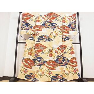 平和屋2■訪問着　駒刺繍　霞重ね山舞蝶花文　金彩　逸品　DAAA5686yyy(着物)