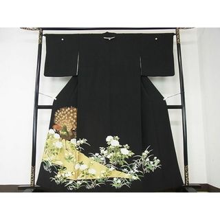 平和屋2■豪華黒留袖　刺繍　孔雀花文　金彩　逸品　DAAB8281ps(着物)