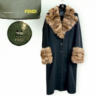 フェンディ(FENDI)の美品☆ロシアンセーブル☆FENDI カシミヤ ロングコート 現行タグ 黒貂 40(ダウンコート)