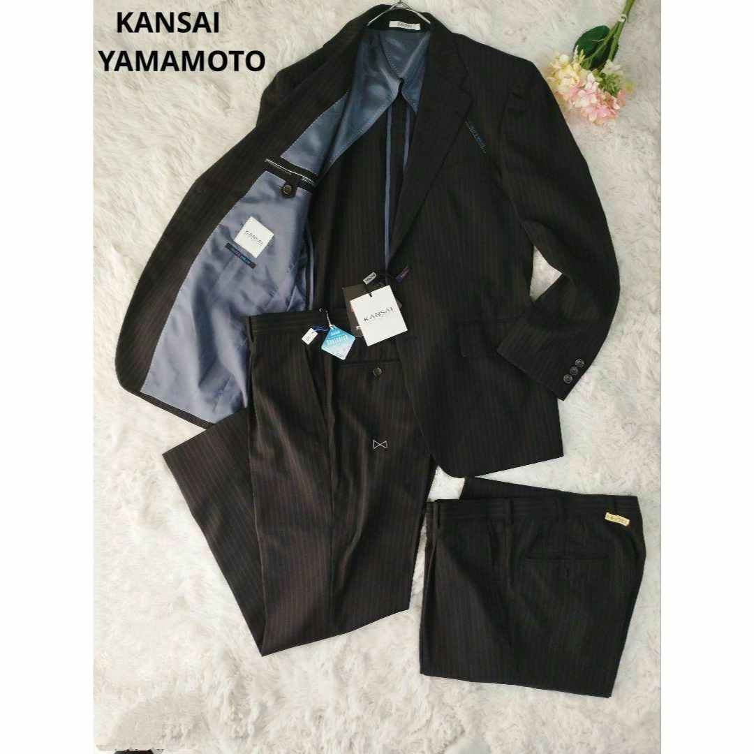 Kansai Yamamoto(カンサイヤマモト)の新品タグ付き　山本寛斎メンズスーツ　 清涼裏地パンツ2本size5 KANSAI メンズのスーツ(セットアップ)の商品写真