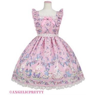 アンジェリックプリティー(Angelic Pretty)のFlower Garden Teatimeジャンパースカート＋カチューシャ(ひざ丈ワンピース)