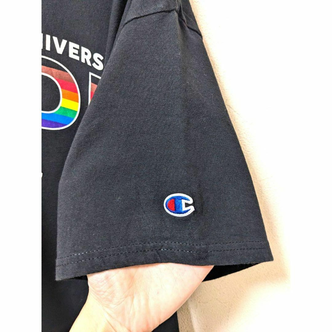 Champion(チャンピオン)のチャンピオン ストーニーブルック大学プライドカレッジ Tシャツブラック黒L古着 メンズのトップス(Tシャツ/カットソー(半袖/袖なし))の商品写真