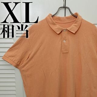 【美品】半袖ポロシャツ XL ビッグシルエット オレンジ(ポロシャツ)
