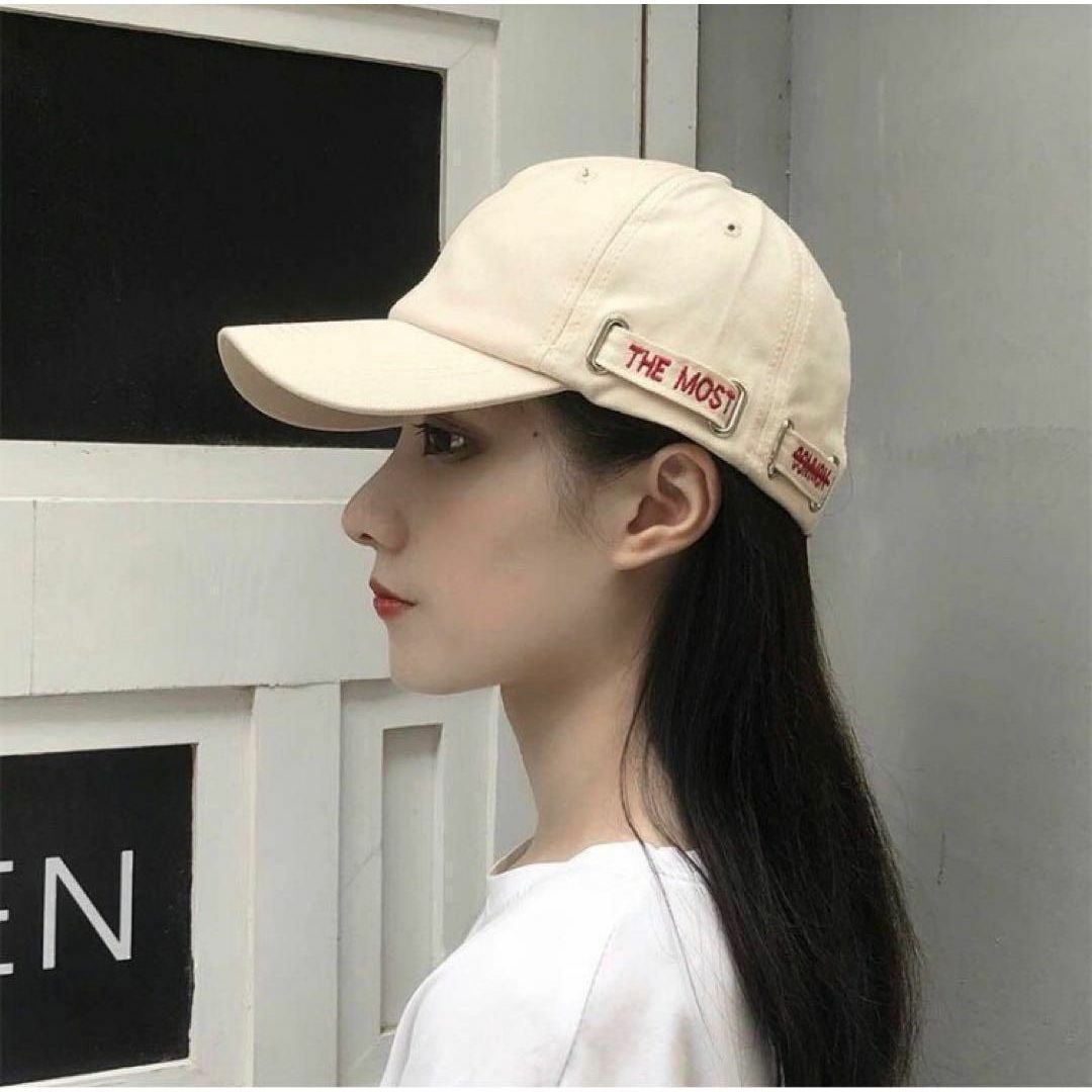 キャップ 深め UV 韓国 ロゴ帽子 ユニセックス ベージュ シンプル レディースの帽子(キャップ)の商品写真