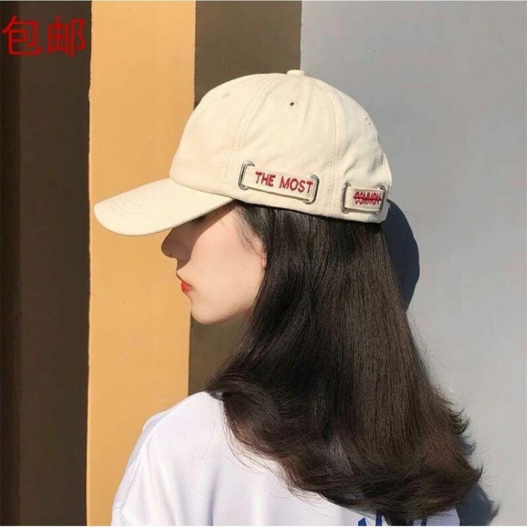 キャップ 深め UV 韓国 ロゴ帽子 ユニセックス ベージュ シンプル レディースの帽子(キャップ)の商品写真