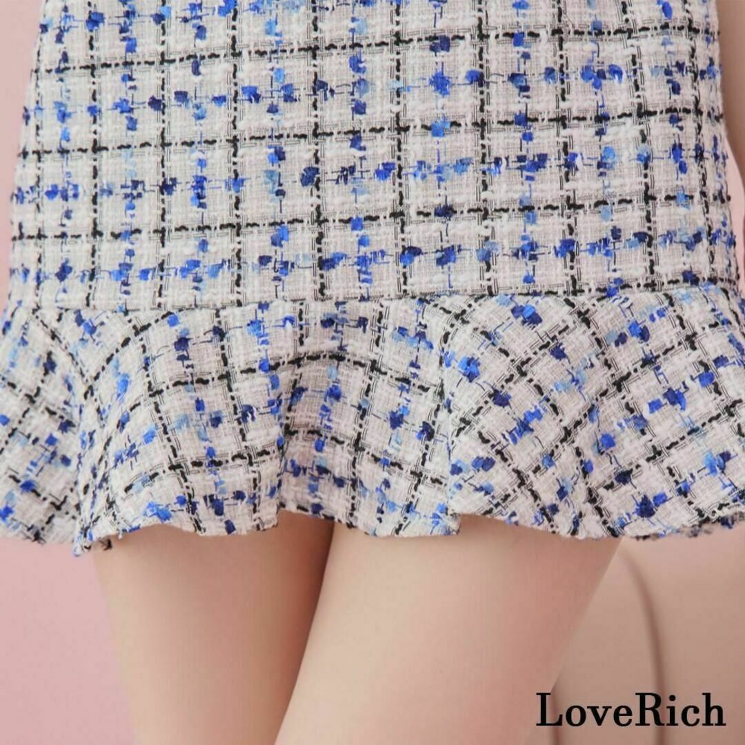 JEWELS(ジュエルズ)のLoveRich ツイード セットアップ キャバドレス M ネイビー レディースのフォーマル/ドレス(ミニドレス)の商品写真