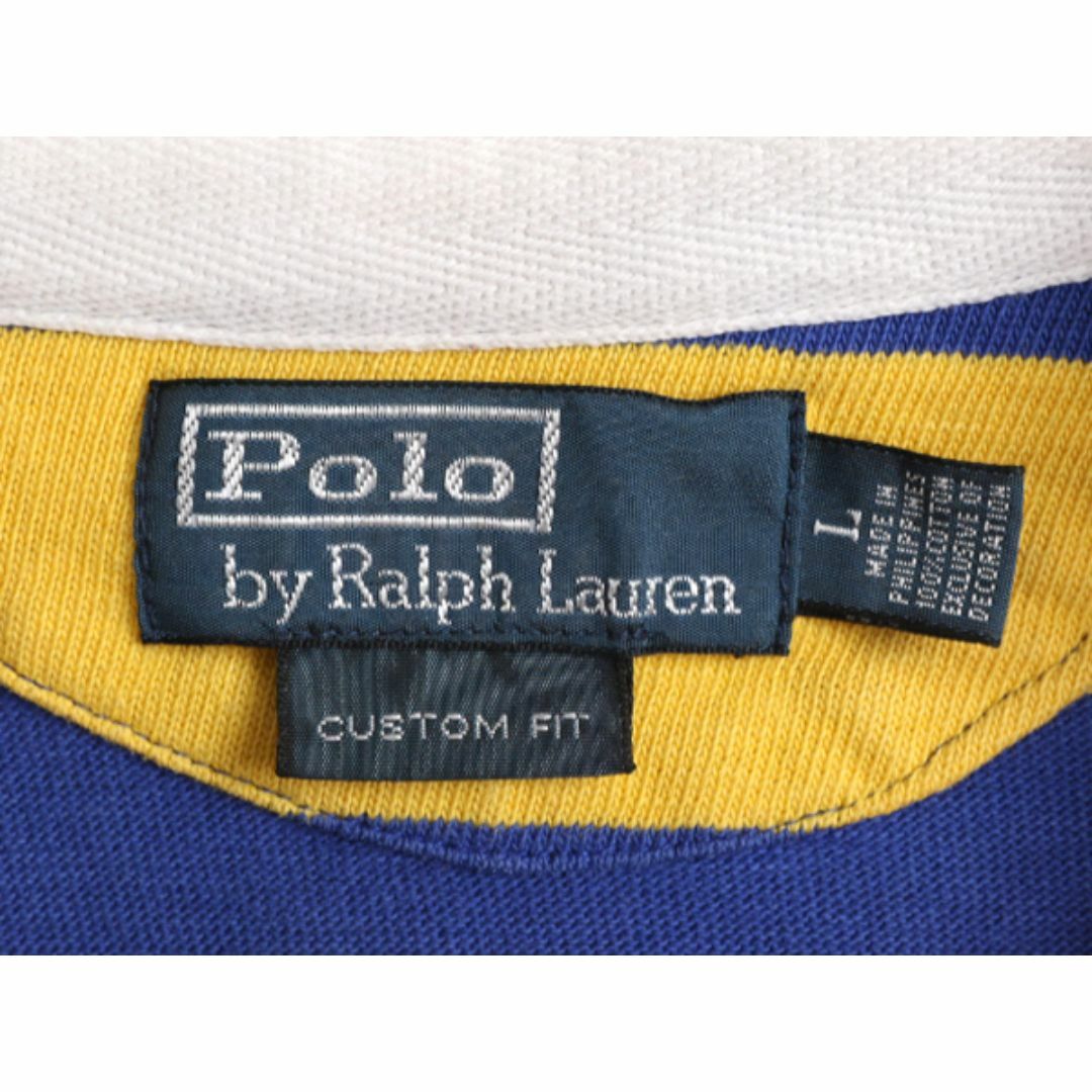 Ralph Lauren(ラルフローレン)の90s ポロ ラルフローレン ボーダー 半袖 ラガー シャツ メンズ L 古着 90年代 オールド 半袖シャツ ラグビーシャツ ヘビーウェイト 2トーン メンズのトップス(シャツ)の商品写真