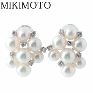 MIKIMOTO - ミキモト パール ダイヤ イヤリング アコヤパール5.3mm～6.9mm K18WG 箱 新品仕上げ済 MIKIMOTO【17480】