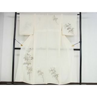 平和屋2■夏物　訪問着　絽　手描き　草花　銀彩　逸品　DAAC5253op(着物)