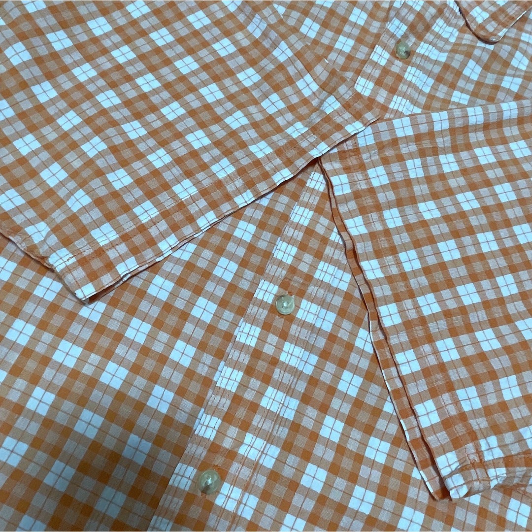 J.C.PENNEY(ジェーシーペニー)のUSA古着　半袖シャツ　2X　チェック柄　オレンジ　コットン　J.C.Penny メンズのトップス(シャツ)の商品写真