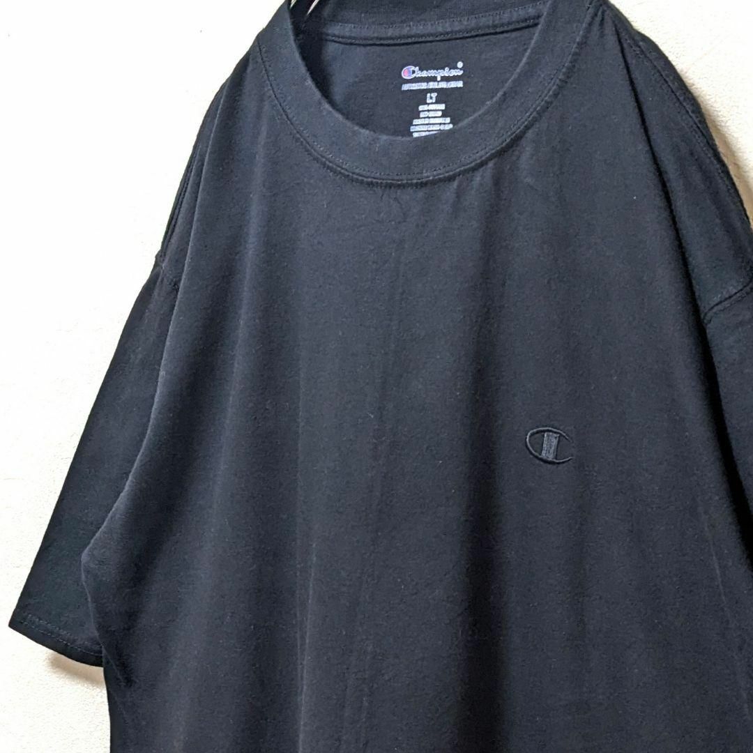 Champion(チャンピオン)のUSチャンピオン ロゴ刺繍 Tシャツ ブラック 黒 L 古着 メンズのトップス(Tシャツ/カットソー(半袖/袖なし))の商品写真