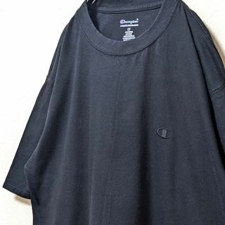 チャンピオン(Champion)のUSチャンピオン ロゴ刺繍 Tシャツ ブラック 黒 L 古着(Tシャツ/カットソー(半袖/袖なし))