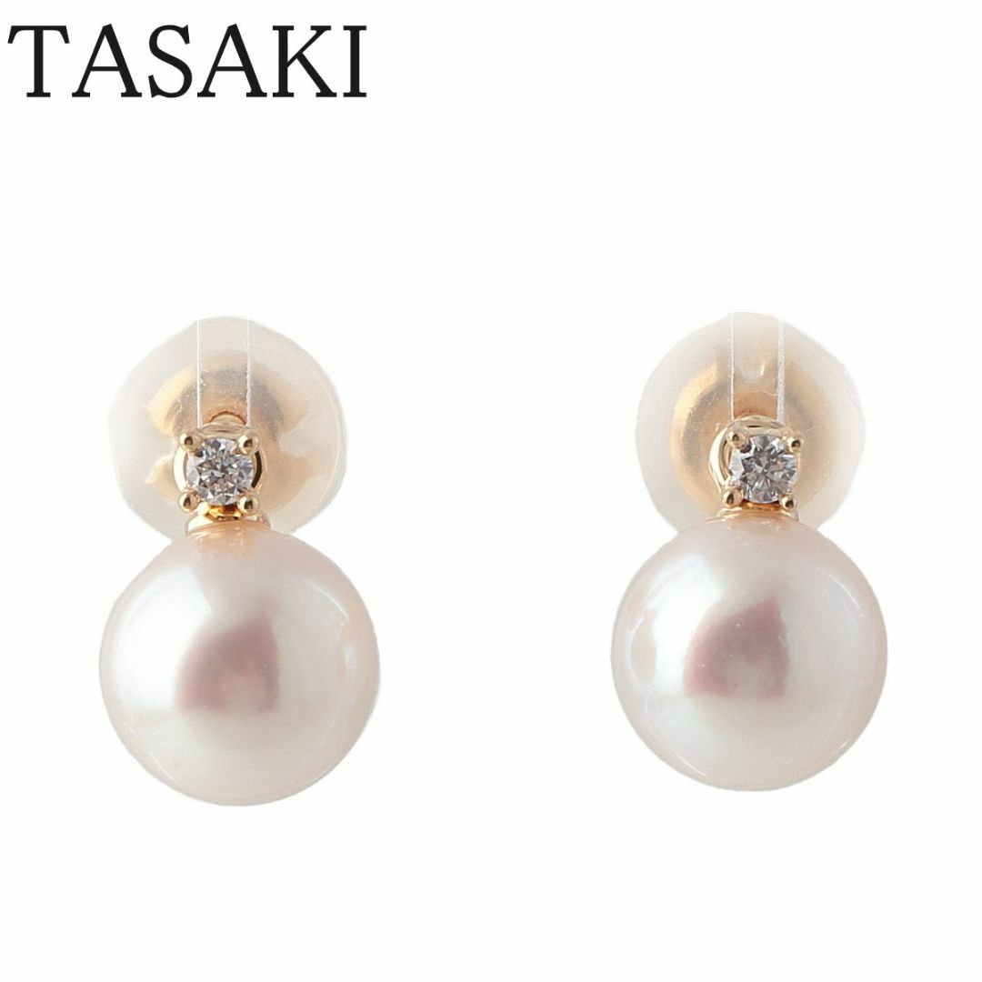 TASAKI(タサキ)のタサキ ダイヤ パール ピアス アコヤパール6.7mm 0.02ct 750YG 新品仕上げ済 TASAKI 田崎真珠【17161】 レディースのアクセサリー(ピアス)の商品写真