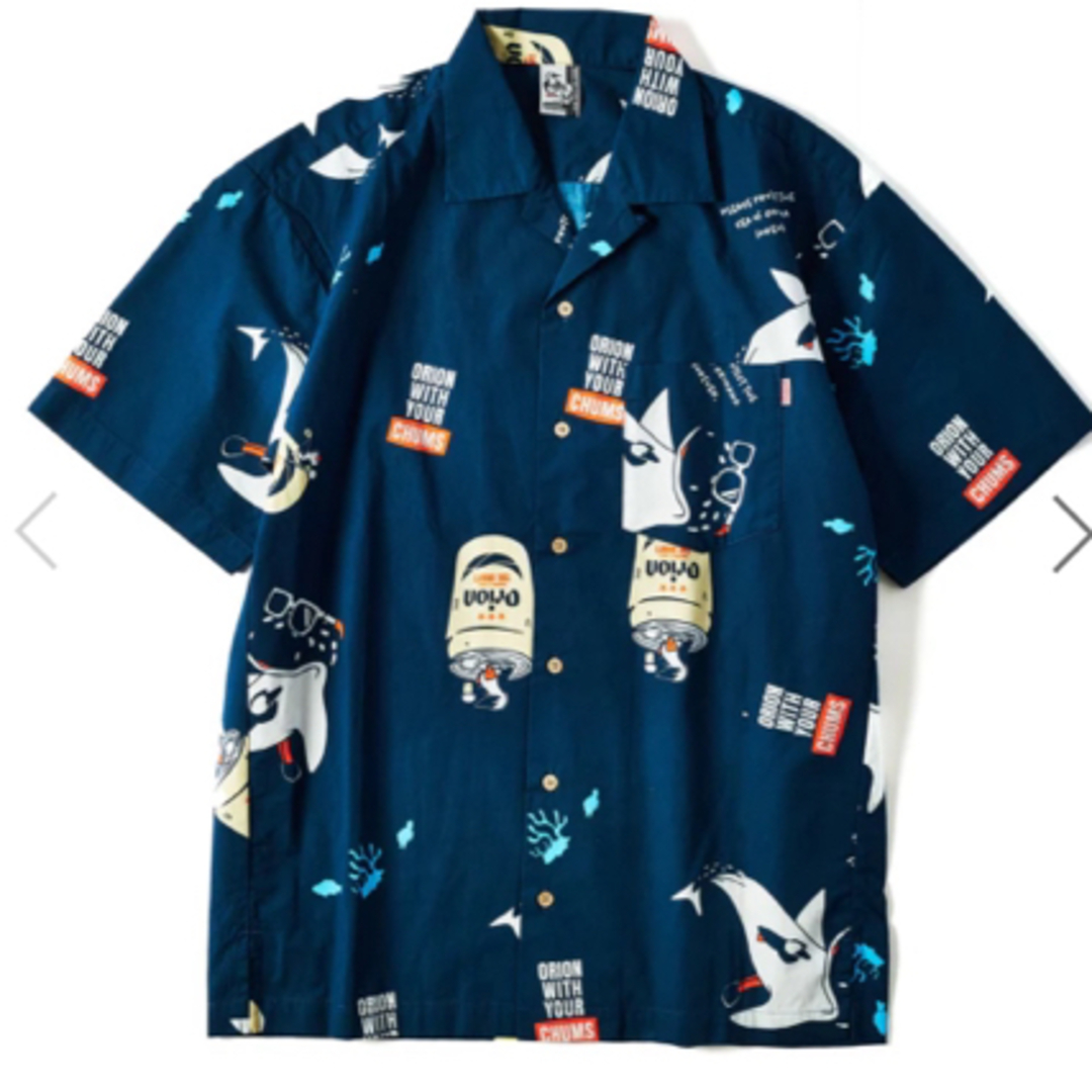 CHUMS(チャムス)のチャムス オリオンビール コラボ　アロハ風シャツ ネイビー　XL メンズのトップス(シャツ)の商品写真