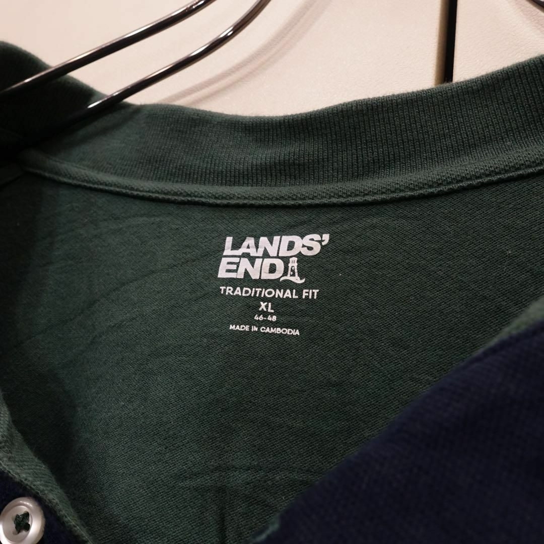 LANDS’END(ランズエンド)の【XL】LANDS' END 半袖ポロシャツ ビッグシルエット グリーン メンズのトップス(ポロシャツ)の商品写真