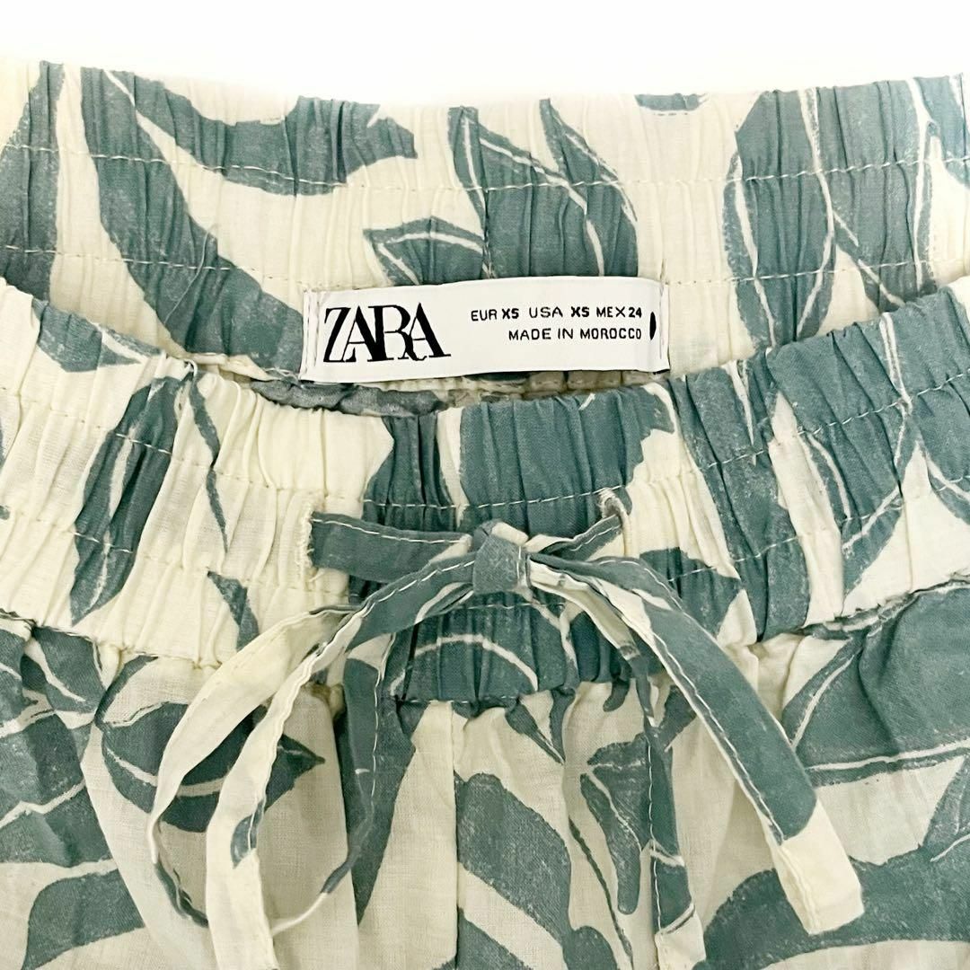 ZARA(ザラ)のZARA ザラ★花柄 イージーパンツ ワイドパンツ グリーン 緑 レディース レディースのパンツ(カジュアルパンツ)の商品写真