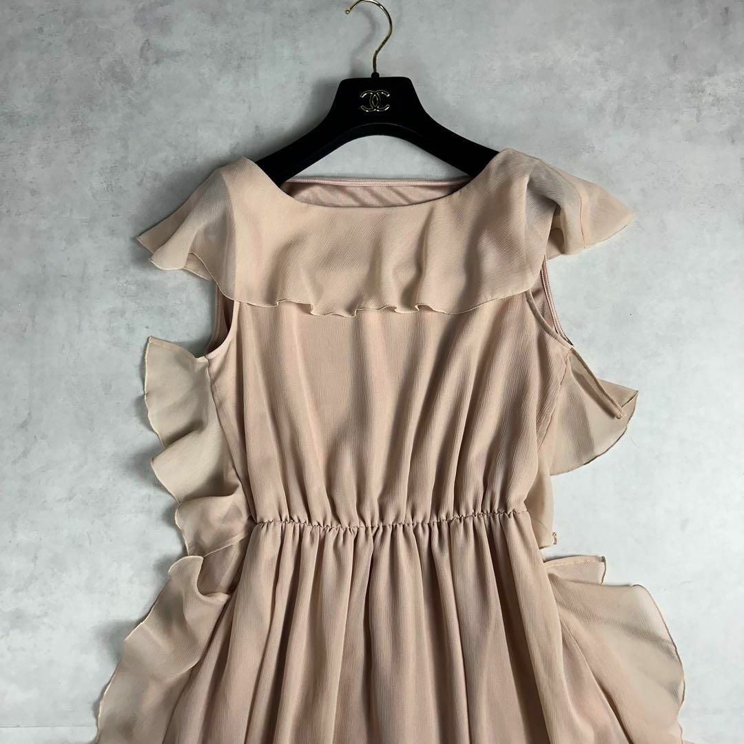 UNIVERVAL MUSE(ユニバーバルミューズ)のユニバーバルミューズ　ラッフルドレス　フリル　ミモレ丈　ピンク　ロングワンピース レディースのフォーマル/ドレス(その他ドレス)の商品写真
