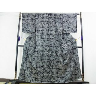 平和屋2■上質な小紋　草花文　黒地　逸品　DAAC7563ud(着物)