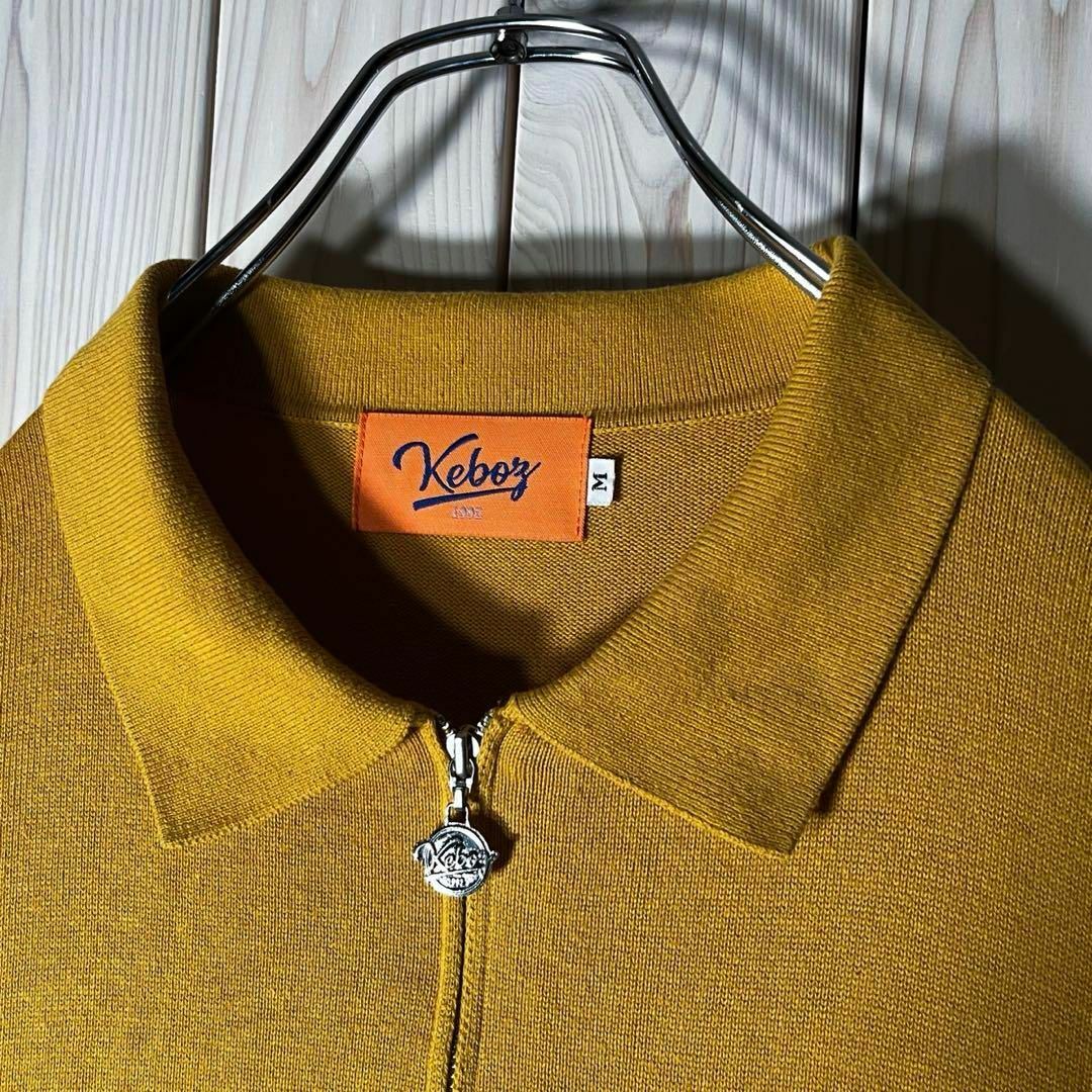 【良品 M】ケボズ keboz 刺繍ロゴ ハーフジップ ニットポロ メンズのトップス(ポロシャツ)の商品写真