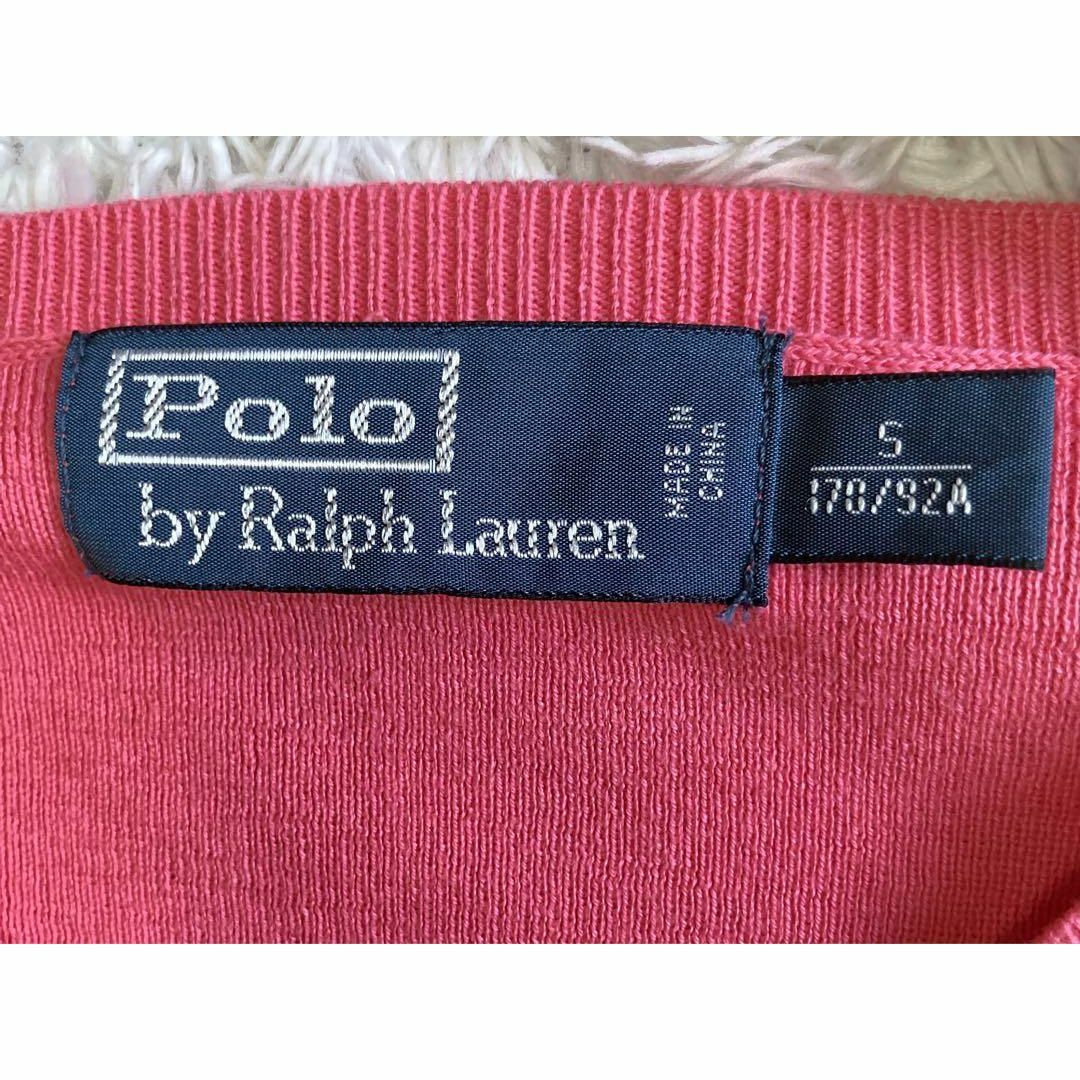 Ralph Lauren(ラルフローレン)の美品 ラルフローレン セーター ニット Vネック コットン ポニーロゴ L レディースのトップス(ニット/セーター)の商品写真