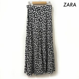 ザラ(ZARA)のZARA ザラ★小花柄 ロングスカート フレア モノクロ 白黒(ロングスカート)