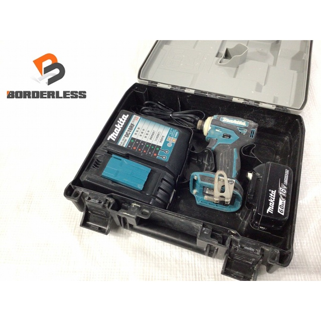 Makita(マキタ)の☆中古品☆ makita マキタ 18V 充電式インパクトドライバー TD172D 青/ブルー 本体+バッテリー1個(6.0Ah) 充電器+ケース コードレス 90416 自動車/バイクのバイク(工具)の商品写真