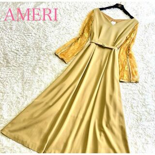 Ameri VINTAGE - 美品 アメリ ロングワンピース マキシ丈 ベルト くるみボタン 袖レース M