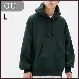 GU - GU ヘビーウエイト スウェット パーカー グリーン ゆったり メンズ L 