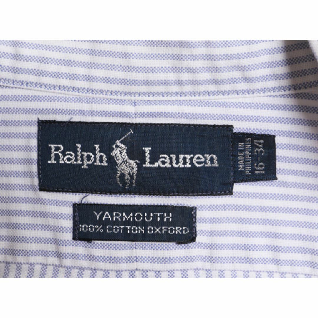 Ralph Lauren(ラルフローレン)の90s ラルフローレン オックスフォード ストライプ 長袖 ボタンダウン シャツ メンズ L 程/ 90年代 オールド ポロ 長袖シャツ ワイシャツ BD メンズのトップス(シャツ)の商品写真