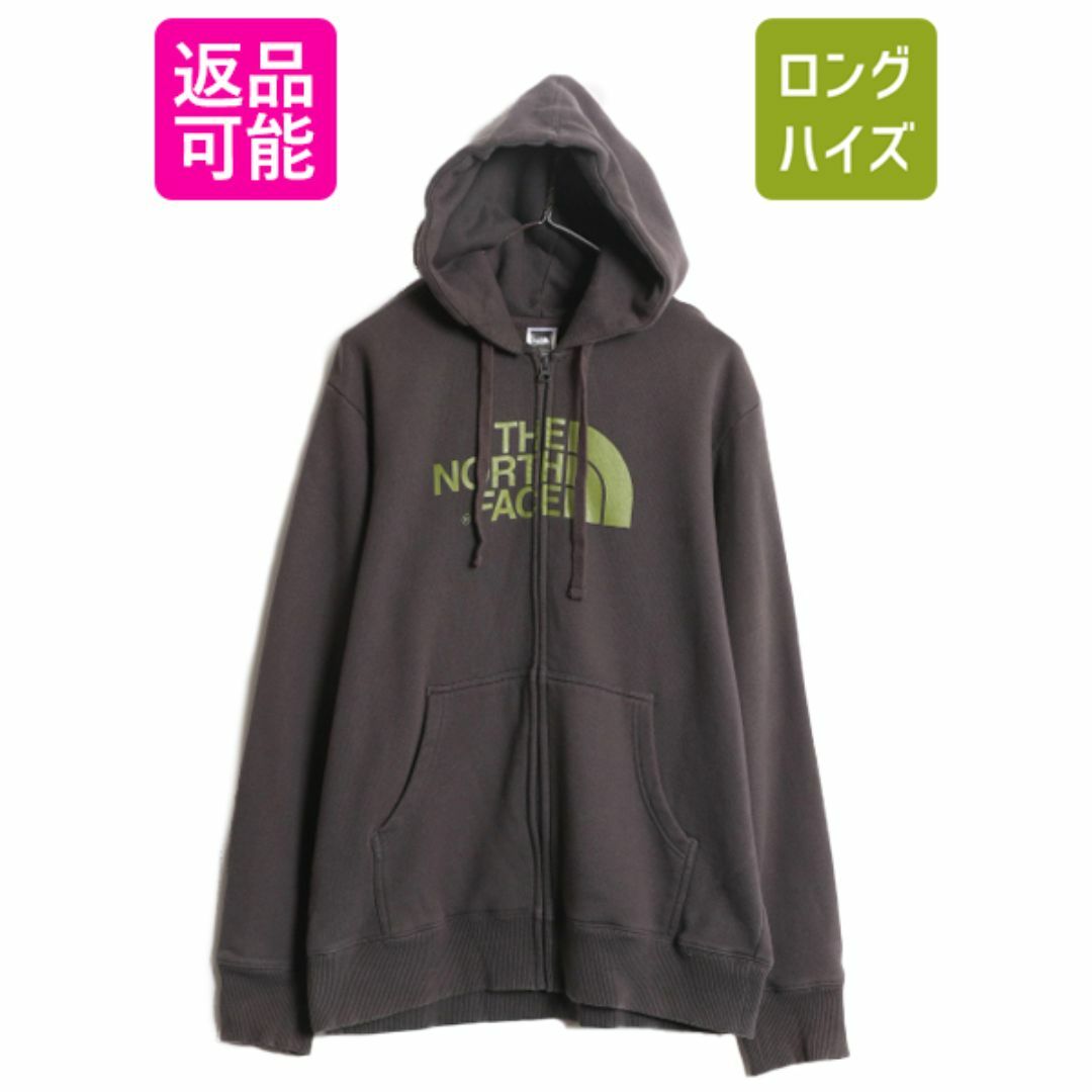 THE NORTH FACE(ザノースフェイス)のノースフェイス フルジップ スウェット フード パーカー メンズ L / 古着 The North Face アウトドア トレーナー 裏起毛 プリント グレー メンズのトップス(パーカー)の商品写真