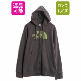 ザノースフェイス(THE NORTH FACE)のノースフェイス フルジップ スウェット フード パーカー メンズ L / 古着 The North Face アウトドア トレーナー 裏起毛 プリント グレー(パーカー)