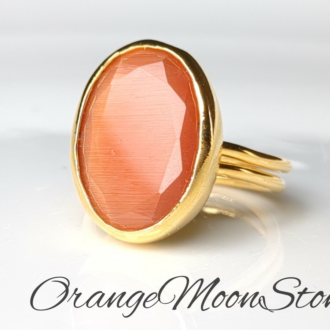 最新作★『OrangeMoonstone』の世界でひとつの天然石リング レディースのアクセサリー(リング(指輪))の商品写真