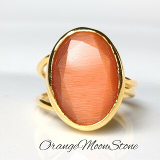 最新作★『OrangeMoonstone』の世界でひとつの天然石リング(リング(指輪))