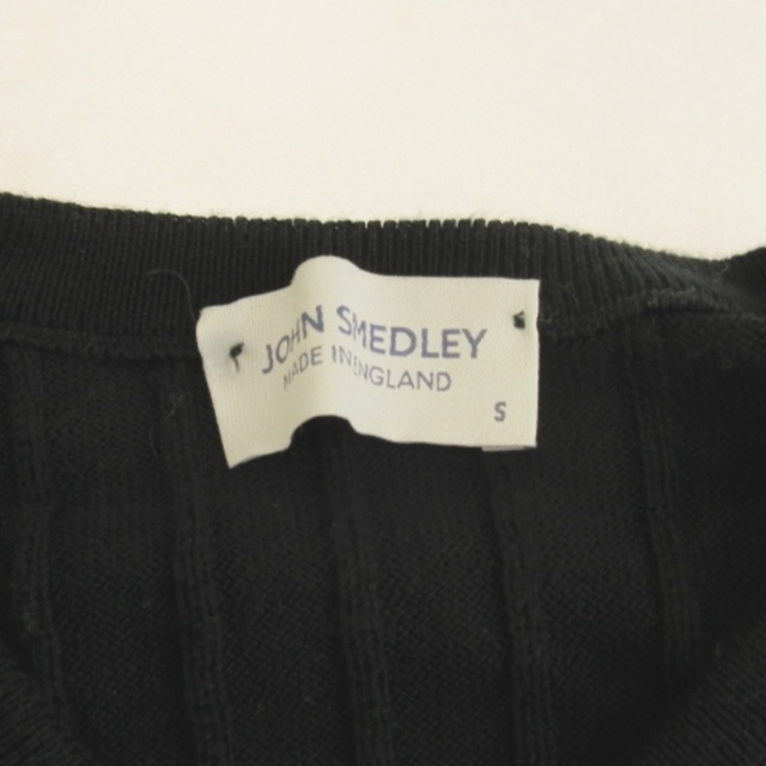 JOHN SMEDLEY(ジョンスメドレー)のジョンスメドレー リブニット カットソー 長袖 Vネック 英国製 ブラック S メンズのトップス(ニット/セーター)の商品写真