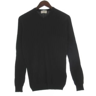 ジョンスメドレー(JOHN SMEDLEY)のジョンスメドレー リブニット カットソー 長袖 Vネック 英国製 ブラック S(ニット/セーター)