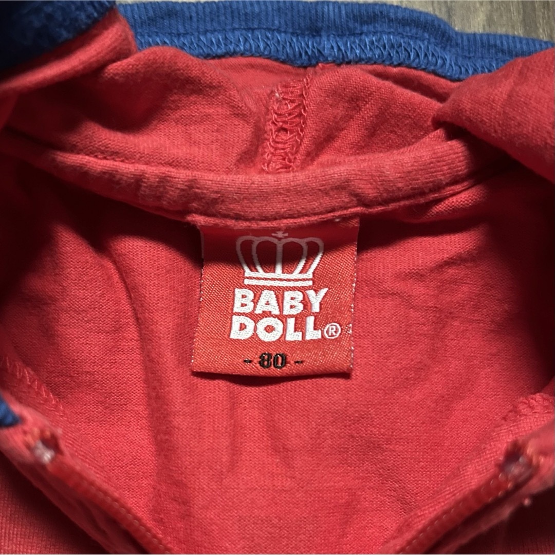 BABYDOLL(ベビードール)の【BABY DOLL】ベビードール　フード付カバーオール　80サイズ キッズ/ベビー/マタニティのベビー服(~85cm)(カバーオール)の商品写真