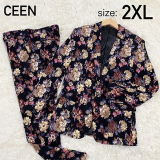 【CEEN】花柄スーツ　メンズ　セットアップ　パンツ　大きいサイズ　2XL 派手(セットアップ)