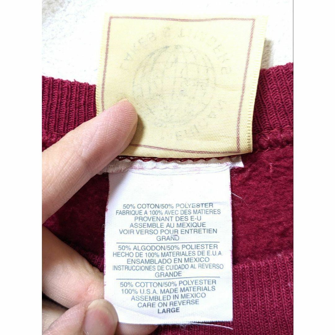 USA製グレートアメリカンハッピーホリデイ刺繍スウェットワインレッド赤L古着 メンズのトップス(スウェット)の商品写真
