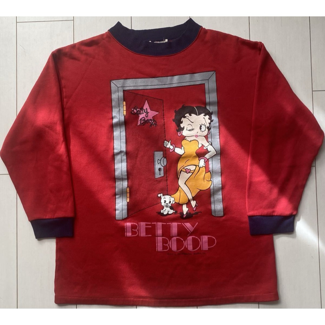 Betty Boop(ベティブープ)の80s 90s 日本製 betty boop ベティーブーブ スウェット 赤 L メンズのトップス(スウェット)の商品写真