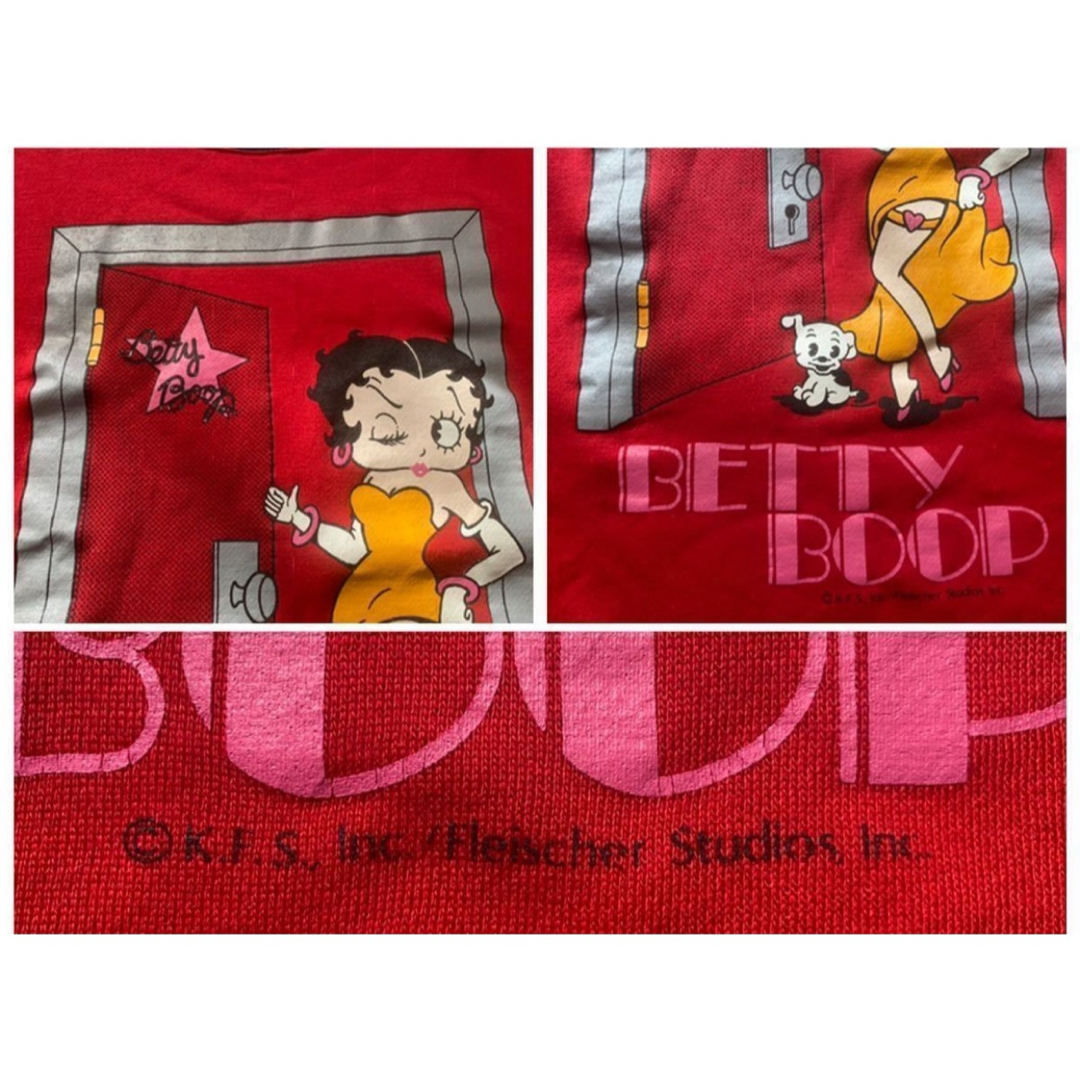 Betty Boop(ベティブープ)の80s 90s 日本製 betty boop ベティーブーブ スウェット 赤 L メンズのトップス(スウェット)の商品写真