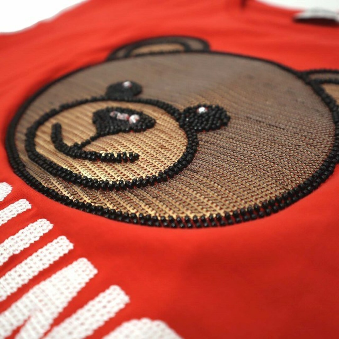 MOSCHINO(モスキーノ)のモスキーノ MOSCHINO TEEN クマ スパンコール Tシャツ 赤 レディースのトップス(Tシャツ(半袖/袖なし))の商品写真