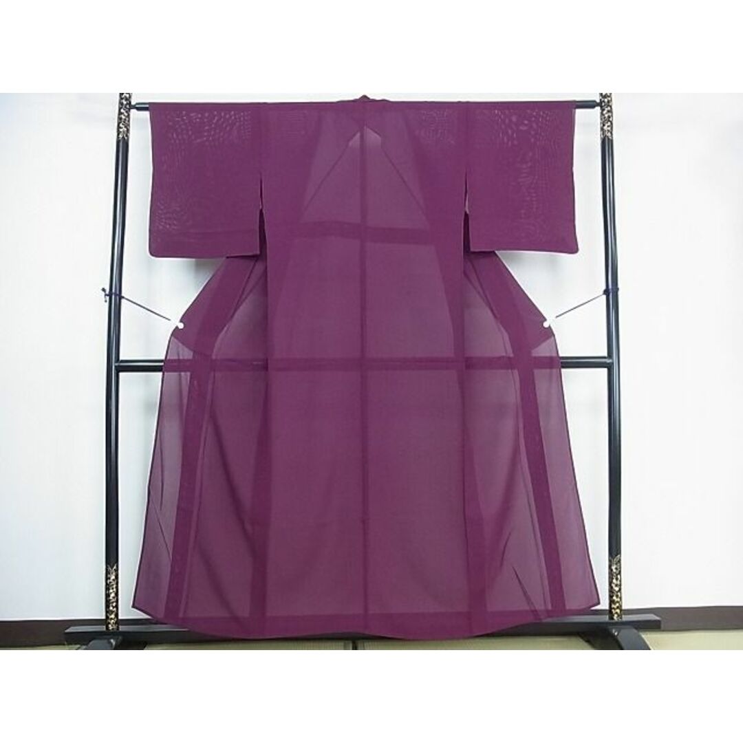 平和屋2■夏物　色無地　絽　紫紺色　逸品　DAAC1232wb レディースの水着/浴衣(着物)の商品写真