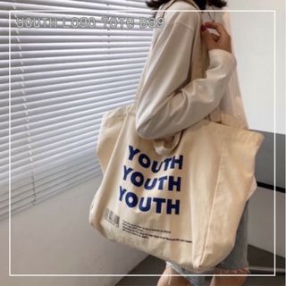 youth ロゴ トートバッグ 大容量 肩掛け ショルダーバッグ 新品 美品 白(ショルダーバッグ)