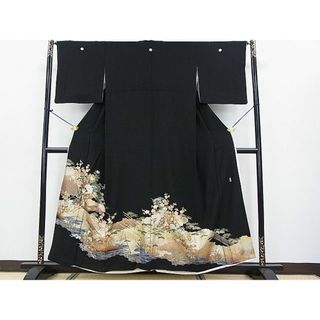 平和屋2■豪華黒留袖　駒刺繍　萬寿染　御所車吉祥花文　金彩　逸品　DAAC6133fe(着物)