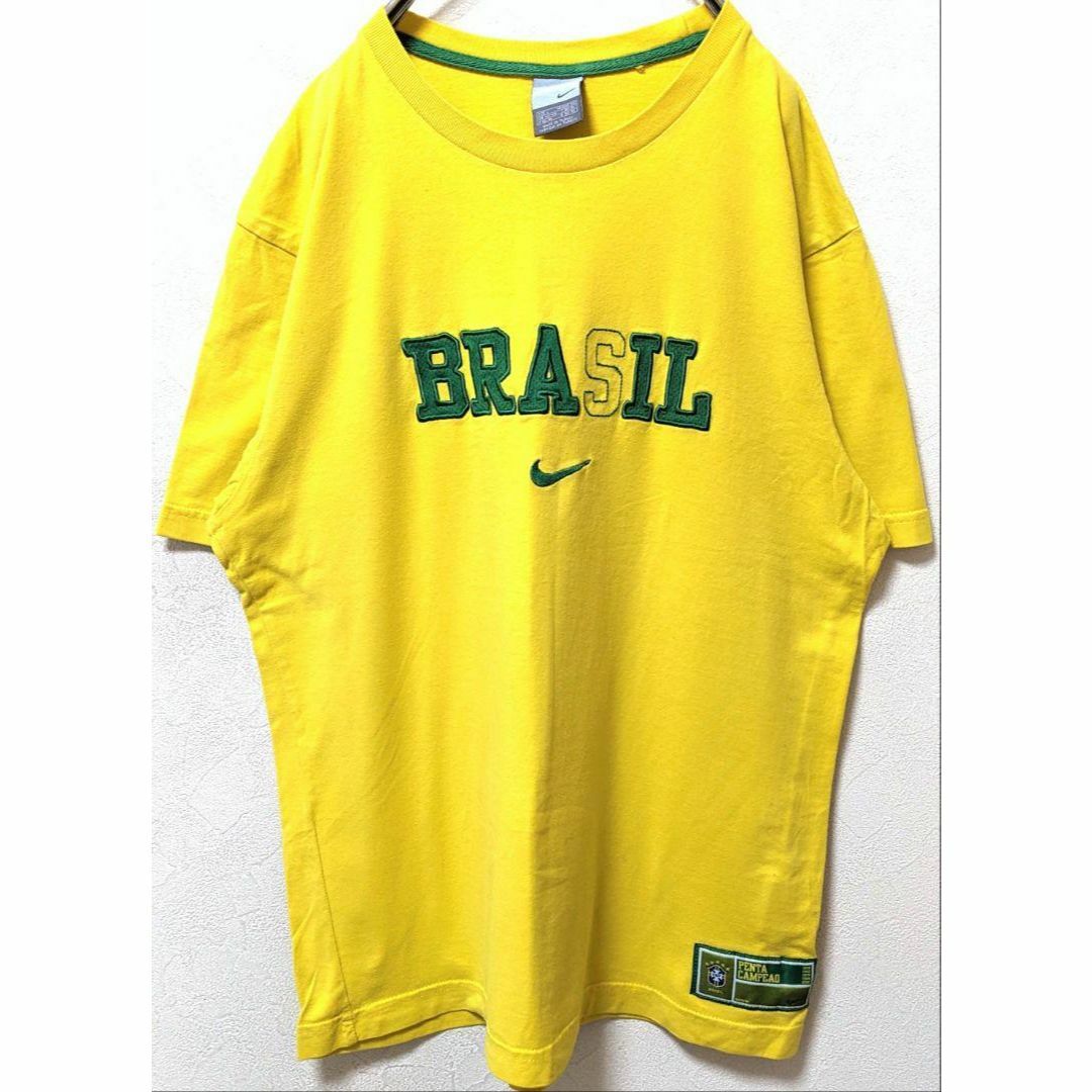 NIKE(ナイキ)の激レアナイキNIKE ブラジル代表 BRASIL刺繍Tシャツイエロー黄色L古着 メンズのトップス(Tシャツ/カットソー(半袖/袖なし))の商品写真