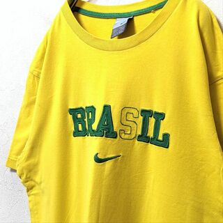 ナイキ(NIKE)の激レアナイキNIKE ブラジル代表 BRASIL刺繍Tシャツイエロー黄色L古着(Tシャツ/カットソー(半袖/袖なし))